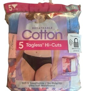 5 Hanes breathable cotton tagless Hi-Cuts Size 9/2XL